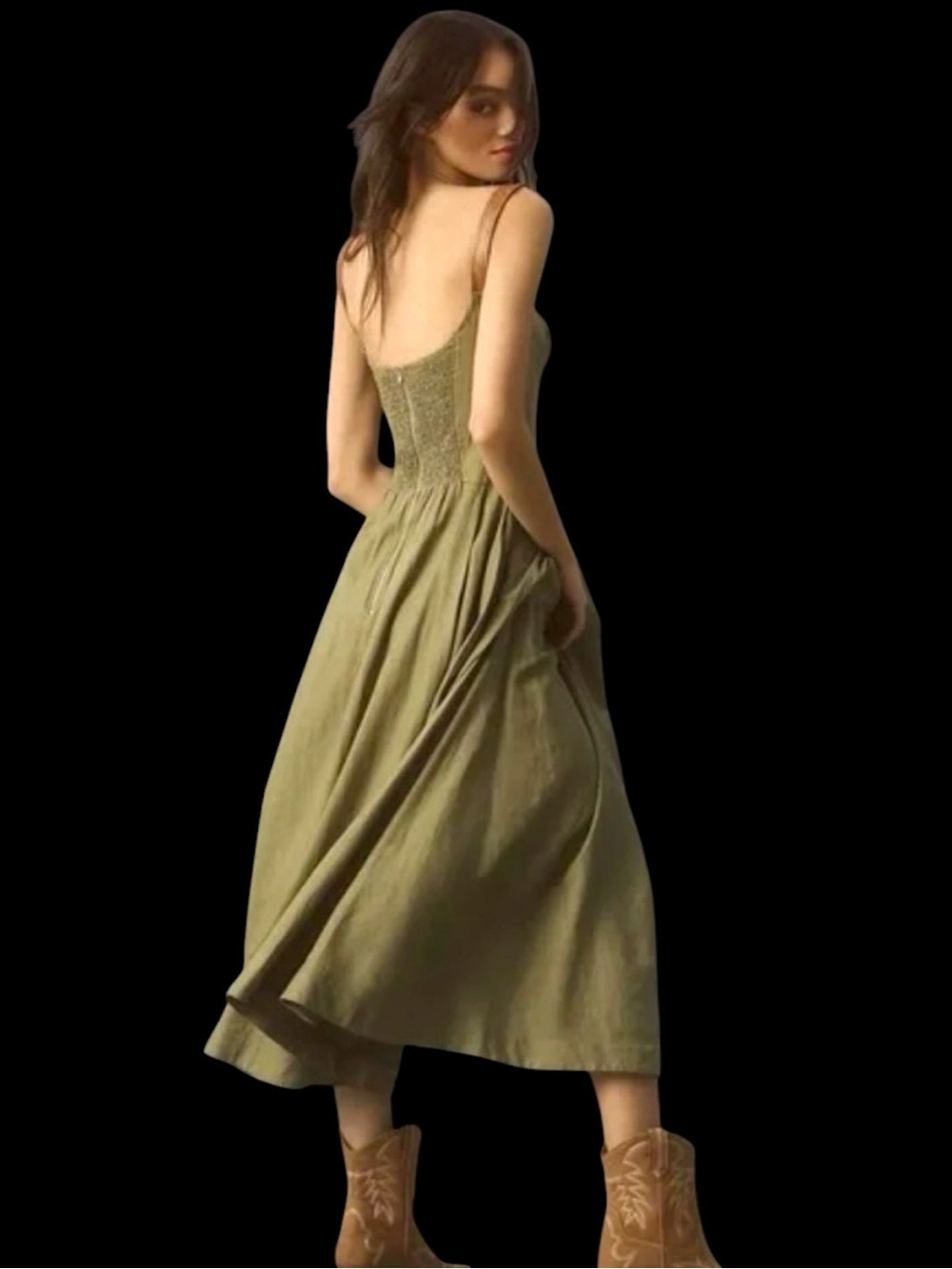 EUC Anthropologie Utility Square-Neck A-Line Midi Dress. Size Small - Picture 3 of 16